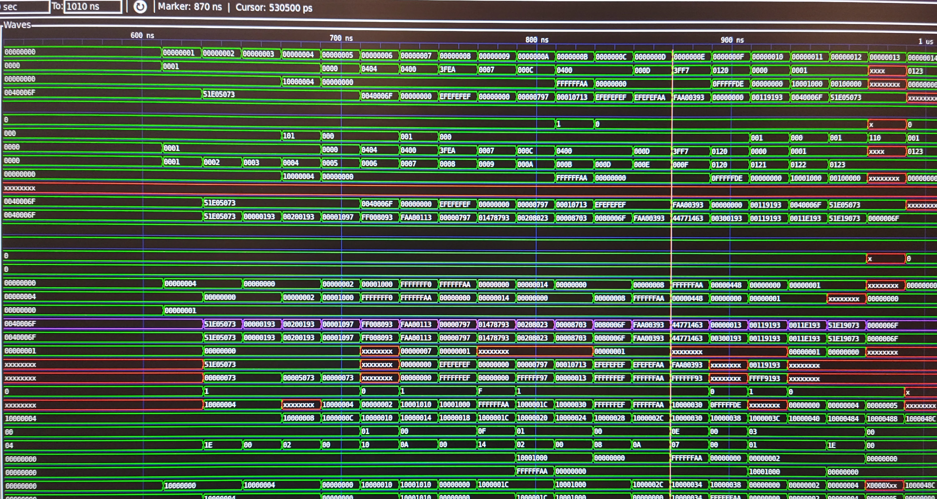 Picture of waveforms being shown on GTKWave.